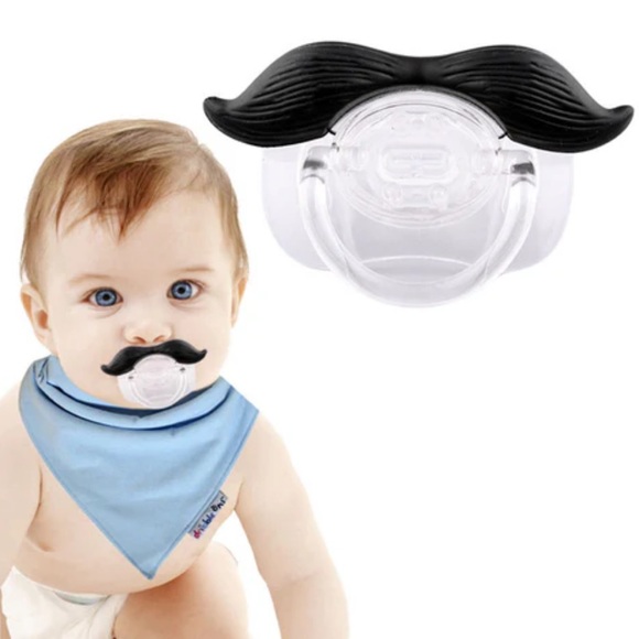 NWT 👶 FRED “CHILL, BABY” FUNNY MUSTACHE SILICONE PACIFIER SUCETTE Baby Boy 0-6+ - Picture 7 of 11